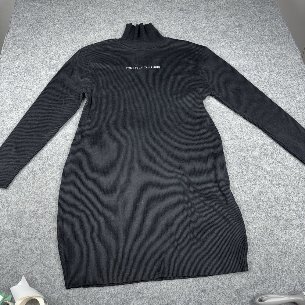 PrettyLittleThing Plus Rib Knit Sweater Dress Women's US 26 Black Turtleneck EUC